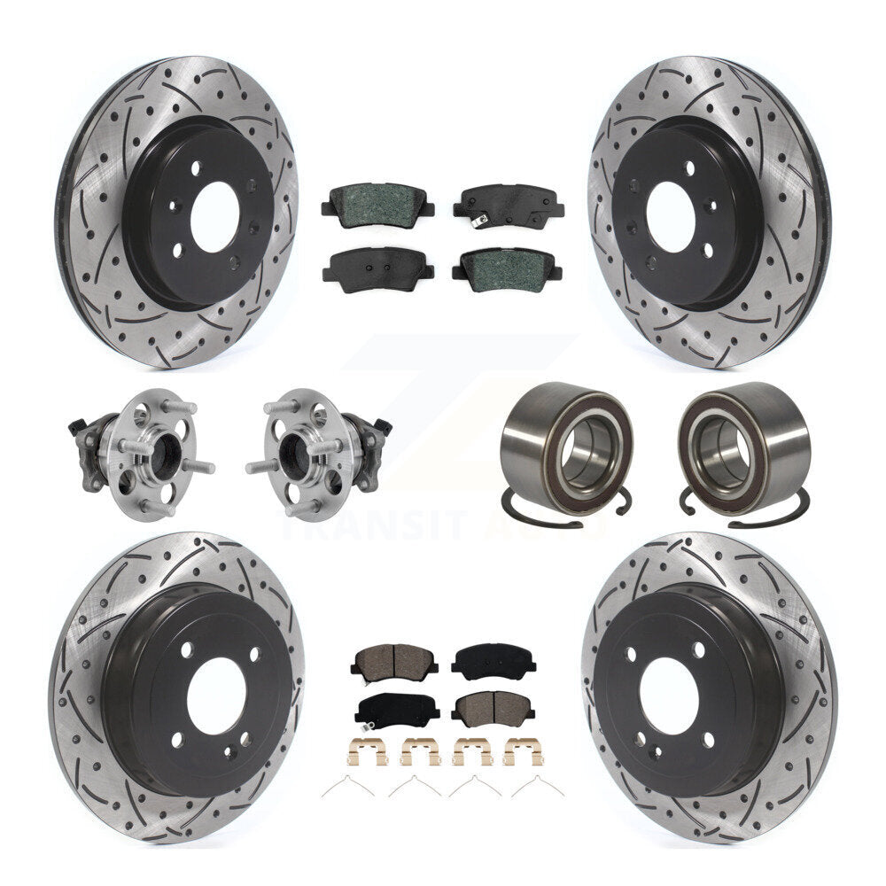 Kit de rotor et de plaquettes de frein revêtus de roulement de moyeu avant et arrière (10 pièces) pour Kia Rio Hyunda