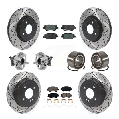 Kit de rotor et de plaquettes de frein revêtus de roulement de moyeu avant et arrière (10 pièces) pour Kia Rio Hyunda