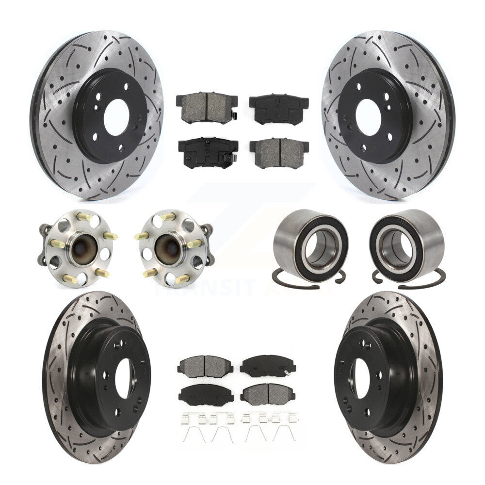 Kit de rotor et de plaquettes de frein à disque revêtus de roulement de moyeu avant et arrière (10 pièces) pour Honda Accor