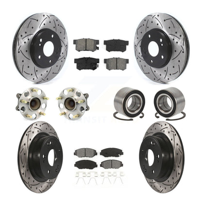 Kit de rotor et de plaquettes de frein à disque revêtus de roulement de moyeu avant et arrière (10 pièces) pour Honda Accor
