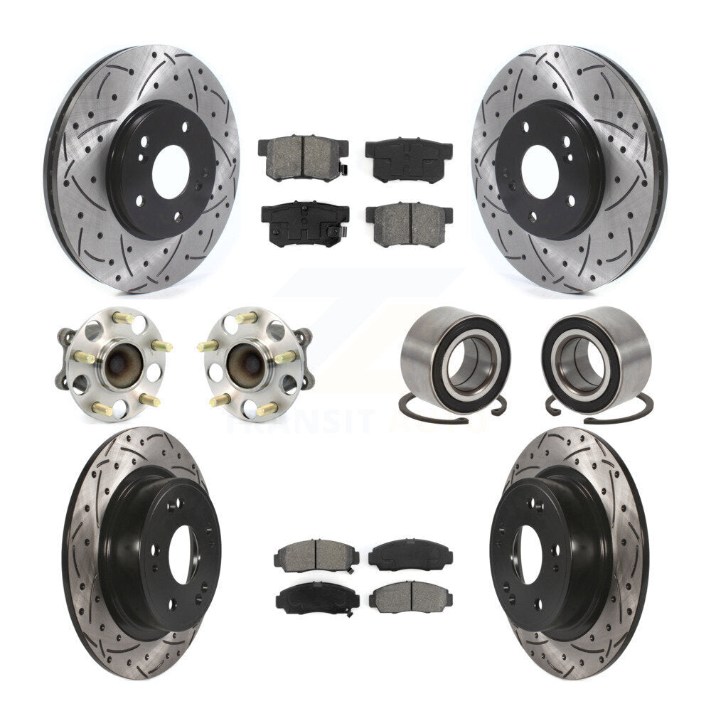 Kit de rotor et de plaquettes de frein à disque revêtus de roulement de moyeu avant et arrière (10 pièces) pour Honda Accor