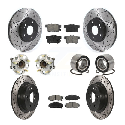 Kit de rotor et de plaquettes de frein à disque revêtus de roulement de moyeu avant et arrière (10 pièces) pour Honda Accor