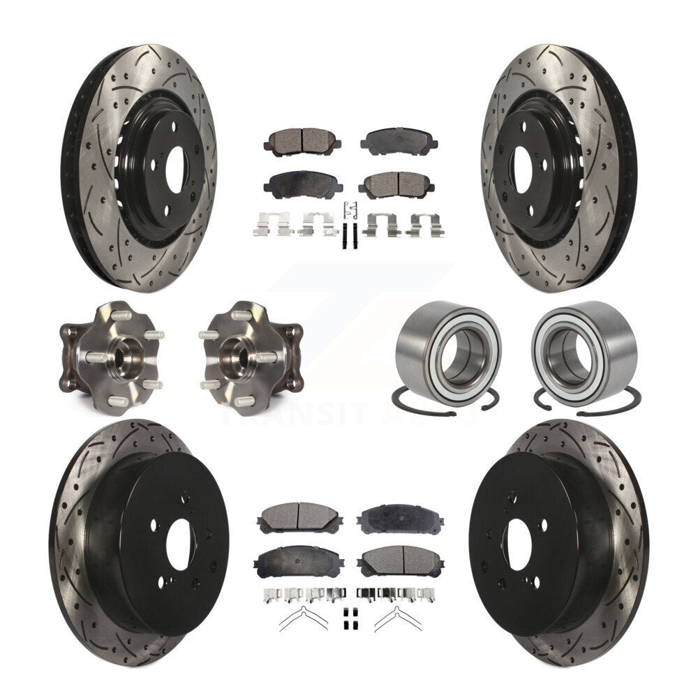 Kit de rotor et de plaquettes de frein revêtus de roulement de moyeu avant et arrière (10 pièces) pour Toyota Highlande