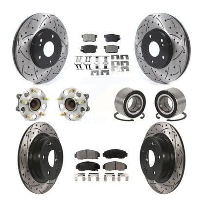 Kit de rotor et de plaquettes de frein à disque revêtus de roulement de moyeu avant et arrière (10 pièces) pour Honda Accor