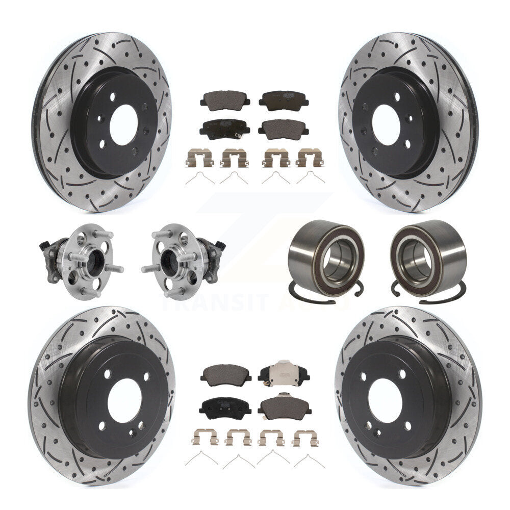 Kit de rotor et de plaquettes de frein revêtus de roulement de moyeu avant et arrière (10 pièces) pour Kia Rio Hyunda