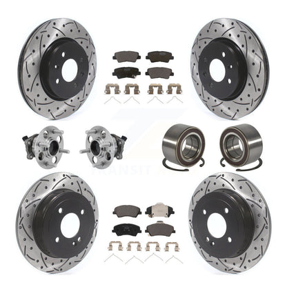 Kit de rotor et de plaquettes de frein revêtus de roulement de moyeu avant et arrière (10 pièces) pour Kia Rio Hyunda