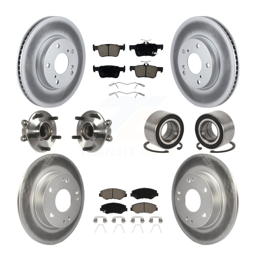 Kit de rotors et plaquettes de frein à disque revêtus de roulement de moyeu avant et arrière (10 pièces) pour Honda Civi