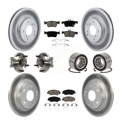 Kit de rotors et plaquettes de frein à disque revêtus de roulement de moyeu avant et arrière (10 pièces) pour Honda Civi