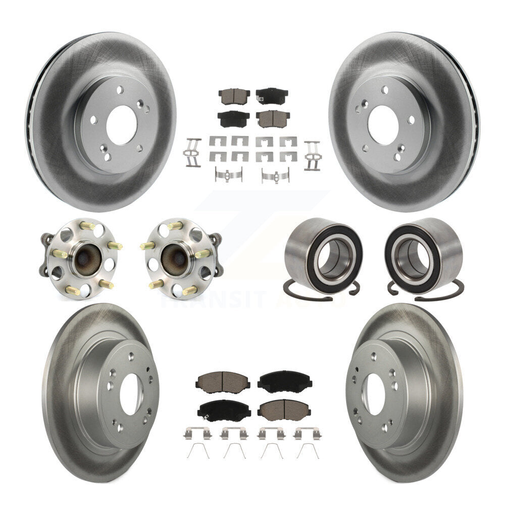 Kit de rotor et de plaquettes de frein à disque revêtus de roulement de moyeu avant et arrière (10 pièces) pour Honda Accor