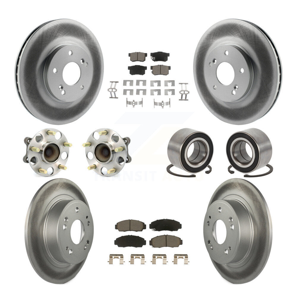 Kit de rotor et de plaquettes de frein à disque revêtus de roulement de moyeu avant et arrière (10 pièces) pour Honda Accor