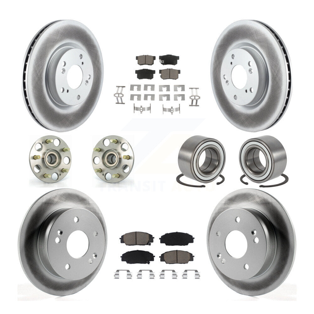 Kit de rotors et plaquettes de frein revêtus de roulement de moyeu avant et arrière (10 pièces) pour Acura RSX type-