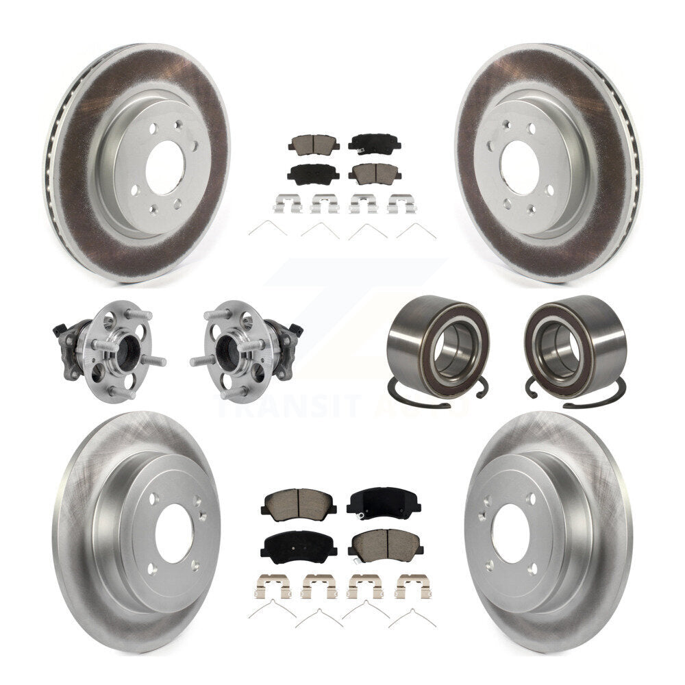 Kit de rotor et de plaquettes de frein revêtus de roulement de moyeu avant et arrière (10 pièces) pour Kia Rio Hyunda