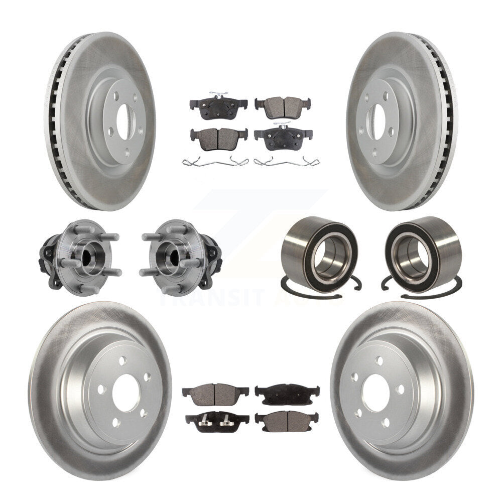 Kit de plaquettes de rotor de frein enduites de roulement de moyeu avant et arrière (10 pièces) pour Ford Edge FW 2015
