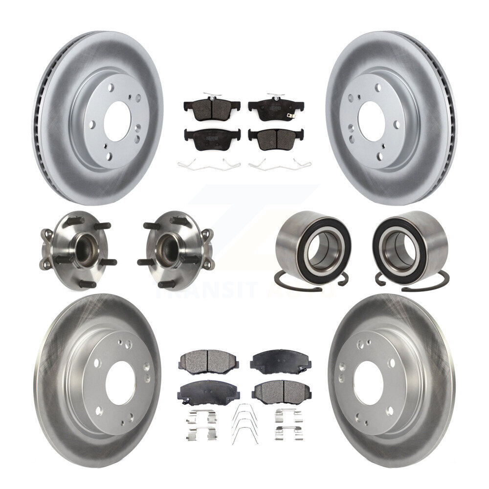 Kit de rotors et plaquettes de frein à disque revêtus de roulement de moyeu avant et arrière (10 pièces) pour Honda Civi