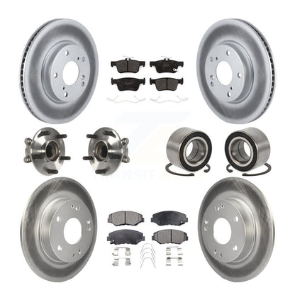 Kit de rotors et plaquettes de frein à disque revêtus de roulement de moyeu avant et arrière (10 pièces) pour Honda Civi