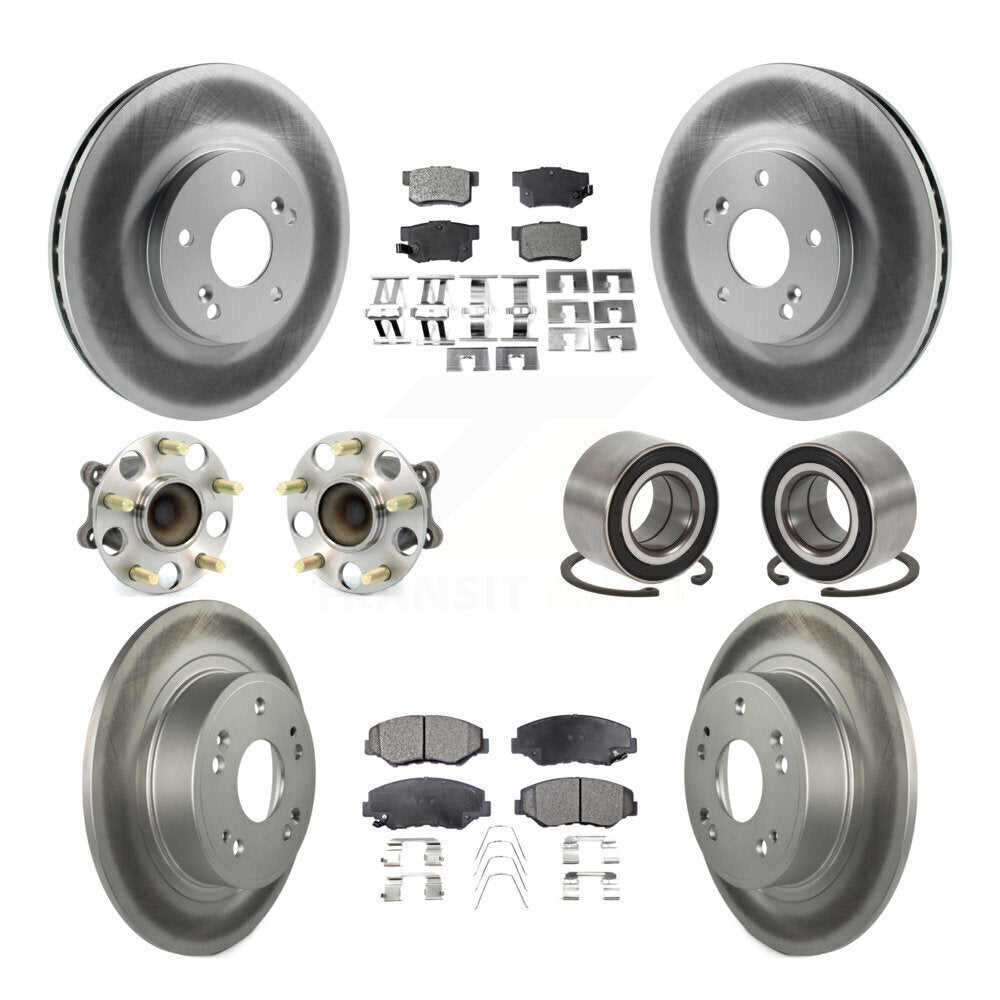 Kit de rotor et de plaquettes de frein à disque revêtus de roulement de moyeu avant et arrière (10 pièces) pour Honda Accor