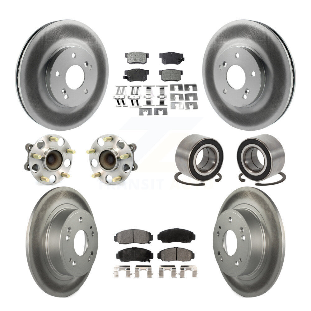 Kit de rotor et de plaquettes de frein à disque revêtus de roulement de moyeu avant et arrière (10 pièces) pour Honda Accor