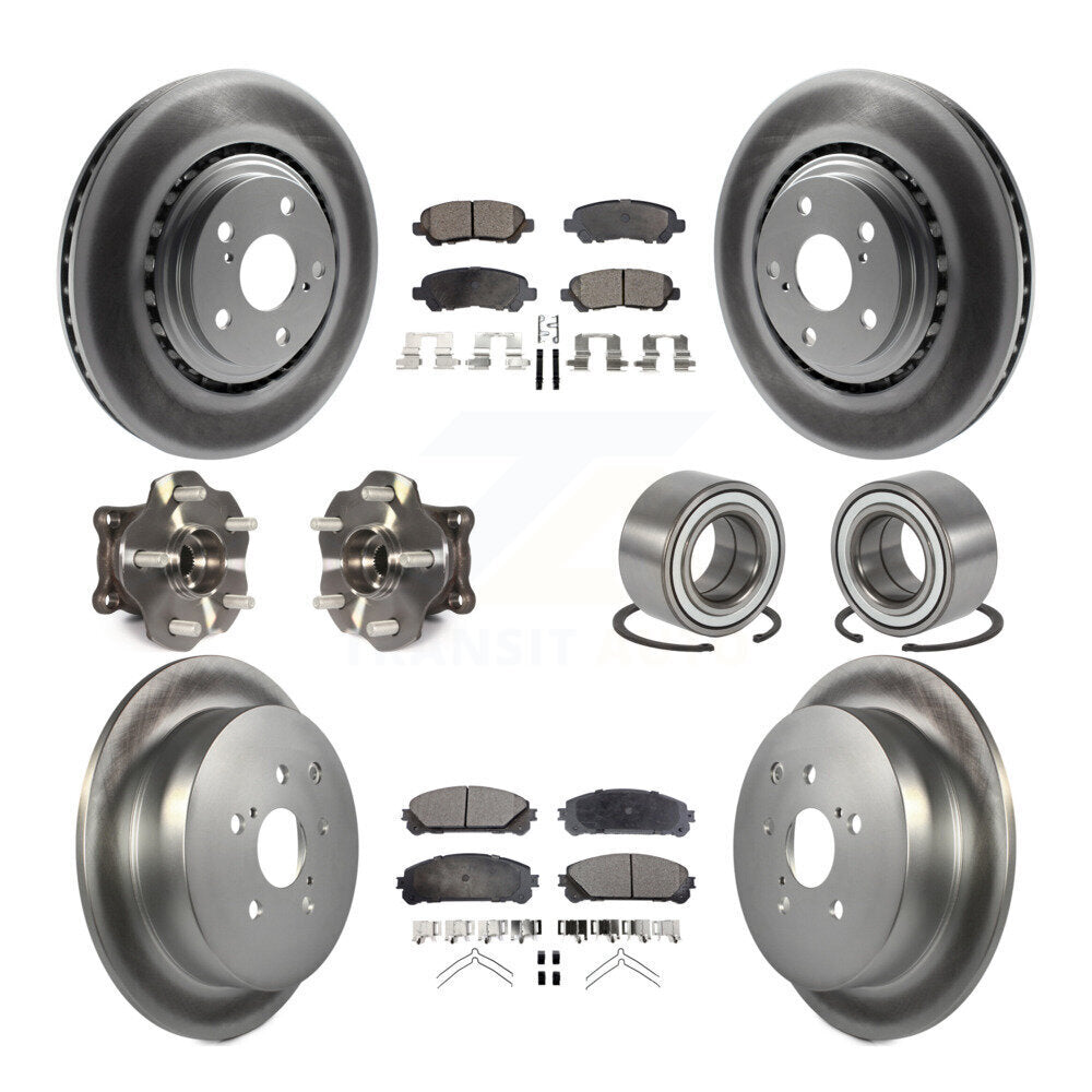 Kit de rotor et de plaquettes de frein revêtus de roulement de moyeu avant et arrière (10 pièces) pour Toyota Highlande