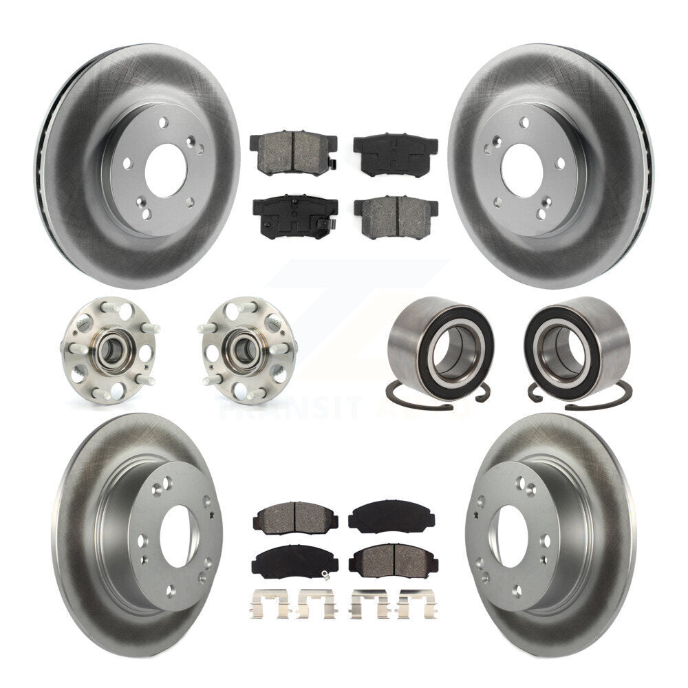 Kit de rotor et de plaquettes de frein à disque revêtus de roulement de moyeu avant et arrière (10 pièces) pour Honda Accor