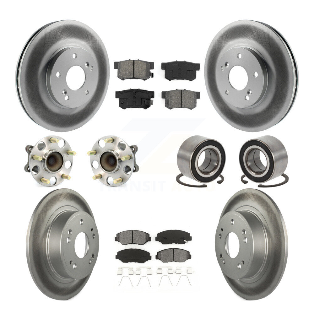 Kit de rotor et de plaquettes de frein à disque revêtus de roulement de moyeu avant et arrière (10 pièces) pour Honda Accor