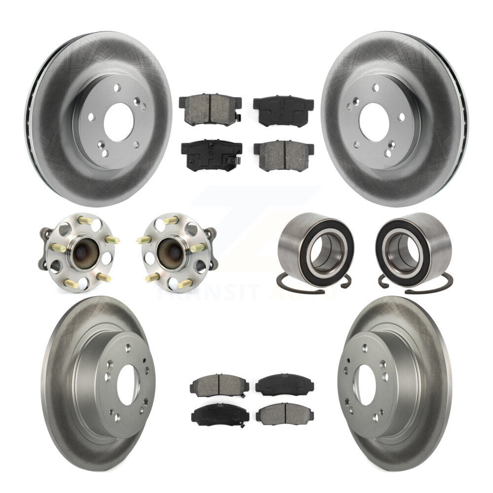Kit de rotor et de plaquettes de frein à disque revêtus de roulement de moyeu avant et arrière (10 pièces) pour Honda Accor