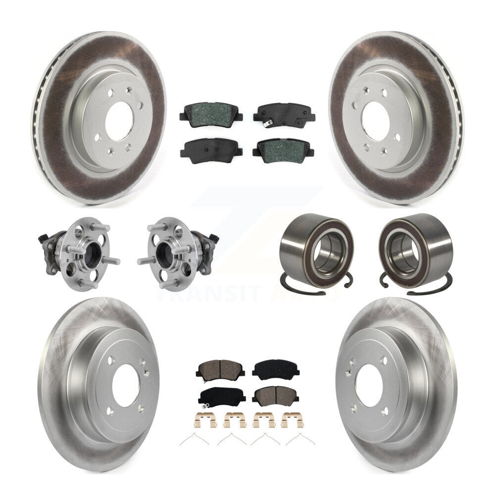 Kit de rotor et de plaquettes de frein revêtus de roulement de moyeu avant et arrière (10 pièces) pour Kia Rio Hyunda