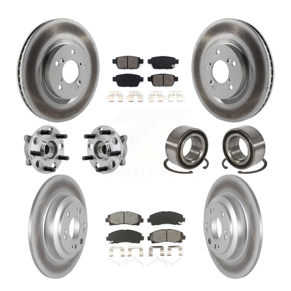 Kit de plaquettes de rotor de frein enduites de roulement de moyeu avant et arrière (10 pièces) pour Acura TL AW 09-13