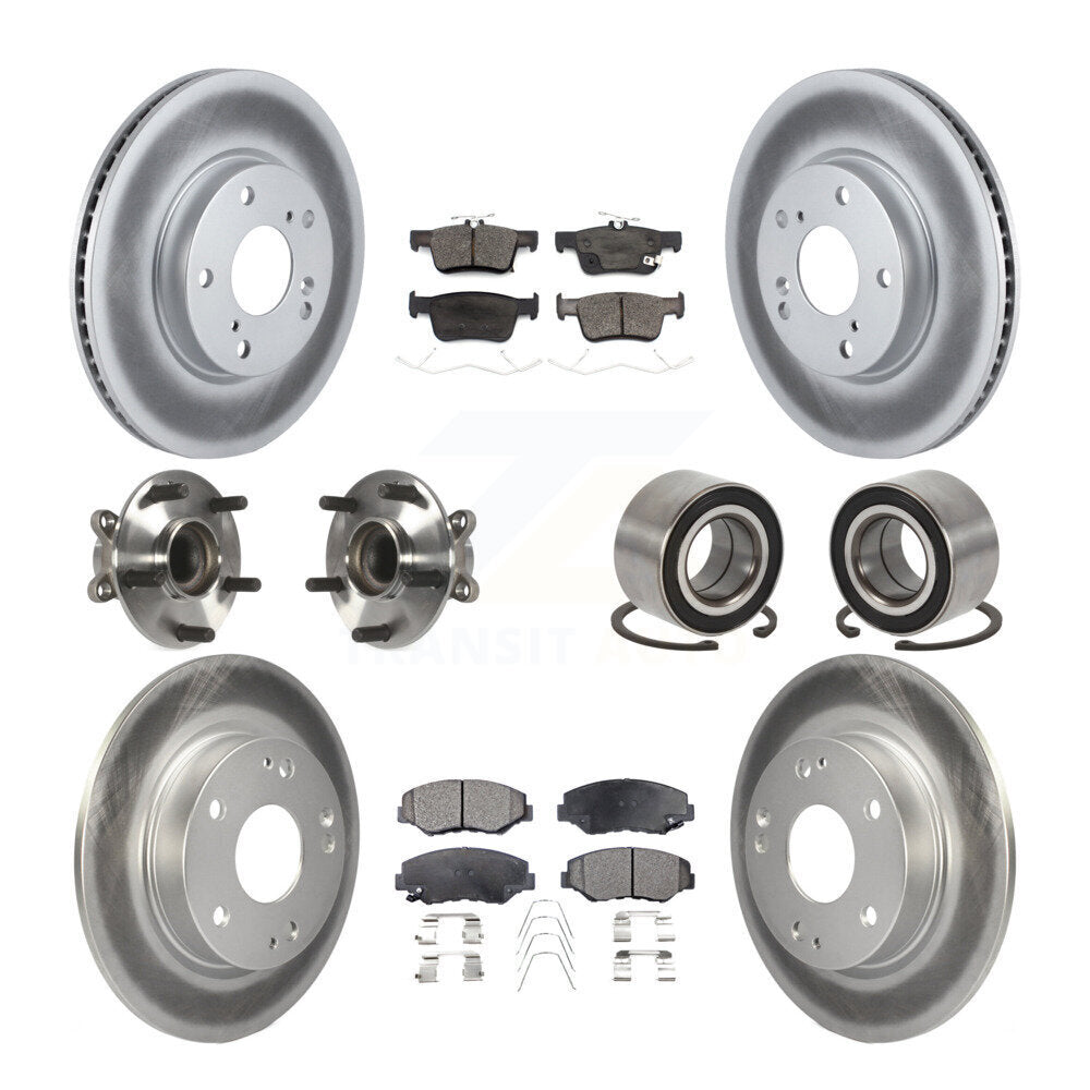 Kit de rotors et plaquettes de frein à disque revêtus de roulement de moyeu avant et arrière (10 pièces) pour Honda Civi