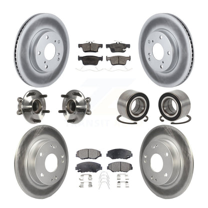 Kit de rotors et plaquettes de frein à disque revêtus de roulement de moyeu avant et arrière (10 pièces) pour Honda Civi