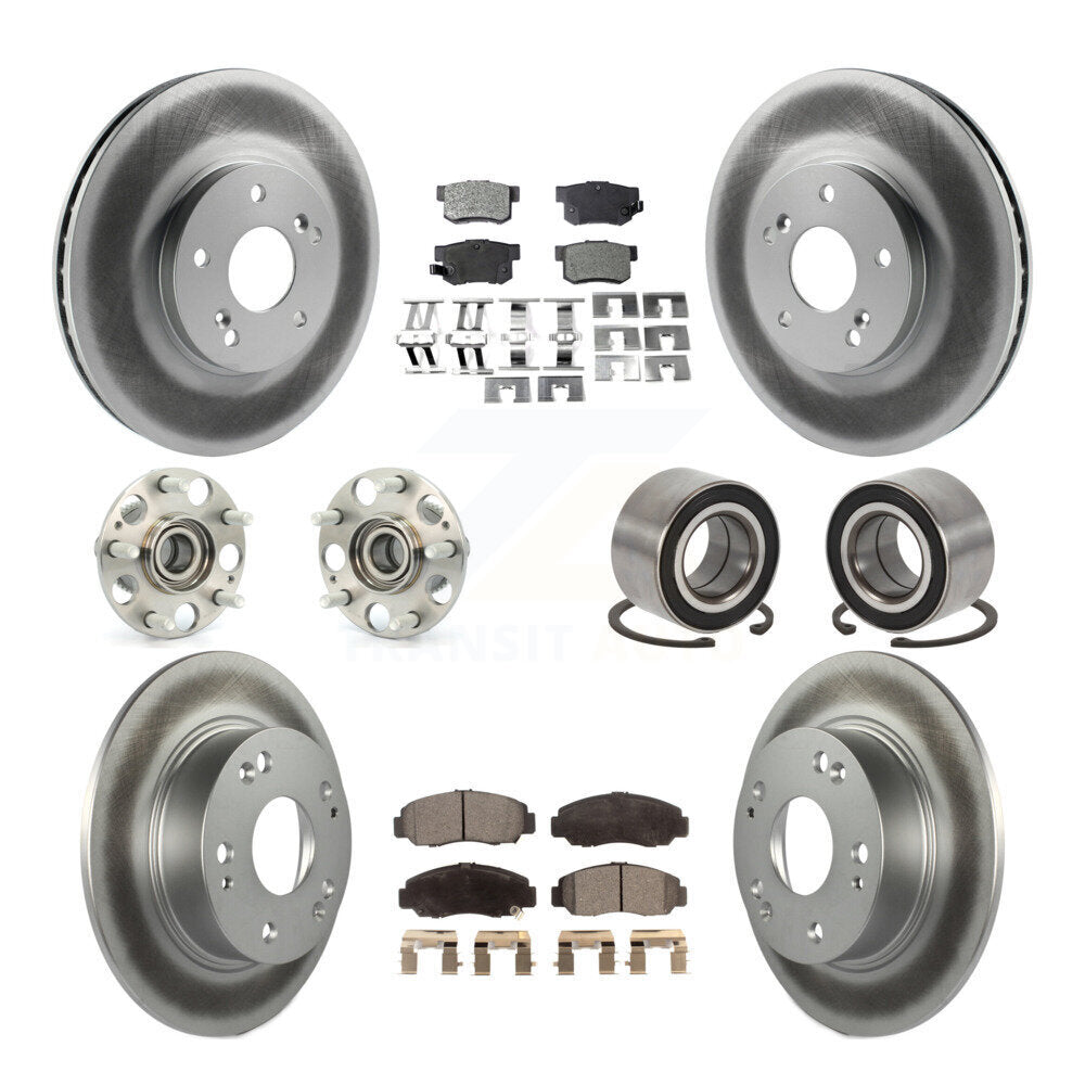 Kit de rotor et de plaquettes de frein à disque revêtus de roulement de moyeu avant et arrière (10 pièces) pour Honda Accor