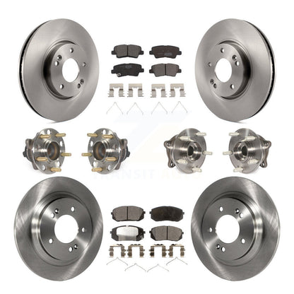 Kit de rotors et plaquettes de frein à disque, roulements de moyeu avant et arrière (10 pièces) pour Hyundai Sonat