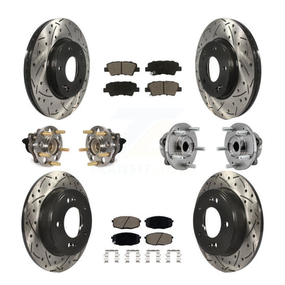 Kit de rotors et plaquettes de frein à disque revêtus de roulement de moyeu avant et arrière (10 pièces) pour Kia Sou