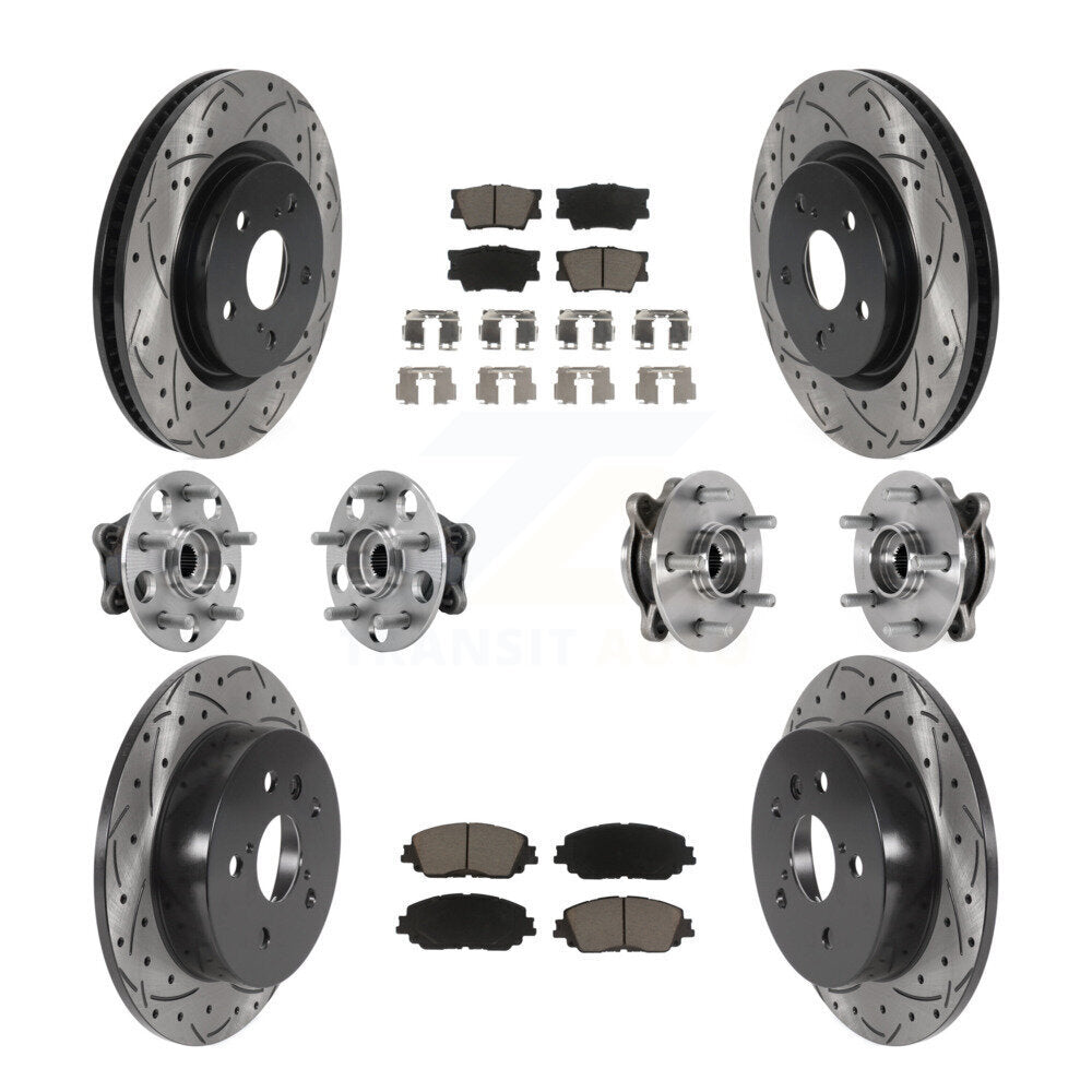 Kit de rotor et de plaquettes de frein à disque revêtus de roulement de moyeu avant et arrière (10 pièces) pour Toyota Camr