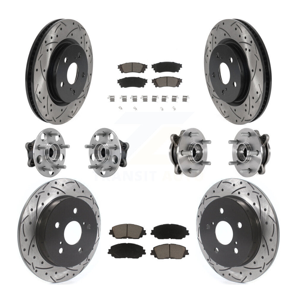 Kit de plaquettes de rotor de frein enduites de roulement de moyeu avant et arrière (10 pièces) pour Toyota Camry Lexu