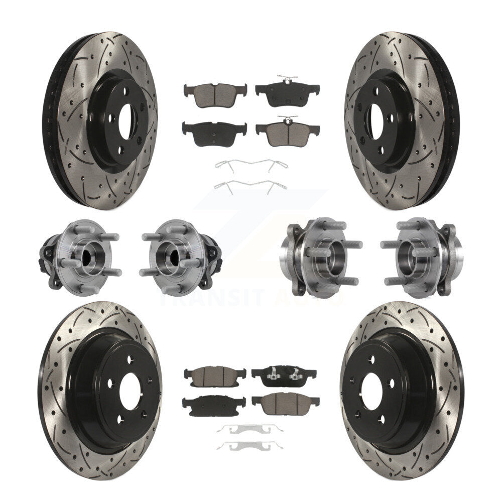 Kit de plaquettes de rotor de frein revêtues de roulement de moyeu avant et arrière (10 pièces) pour Ford Edge FW 15-18