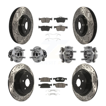 Kit de plaquettes de rotor de frein revêtues de roulement de moyeu avant et arrière (10 pièces) pour Ford Edge FW 15-18
