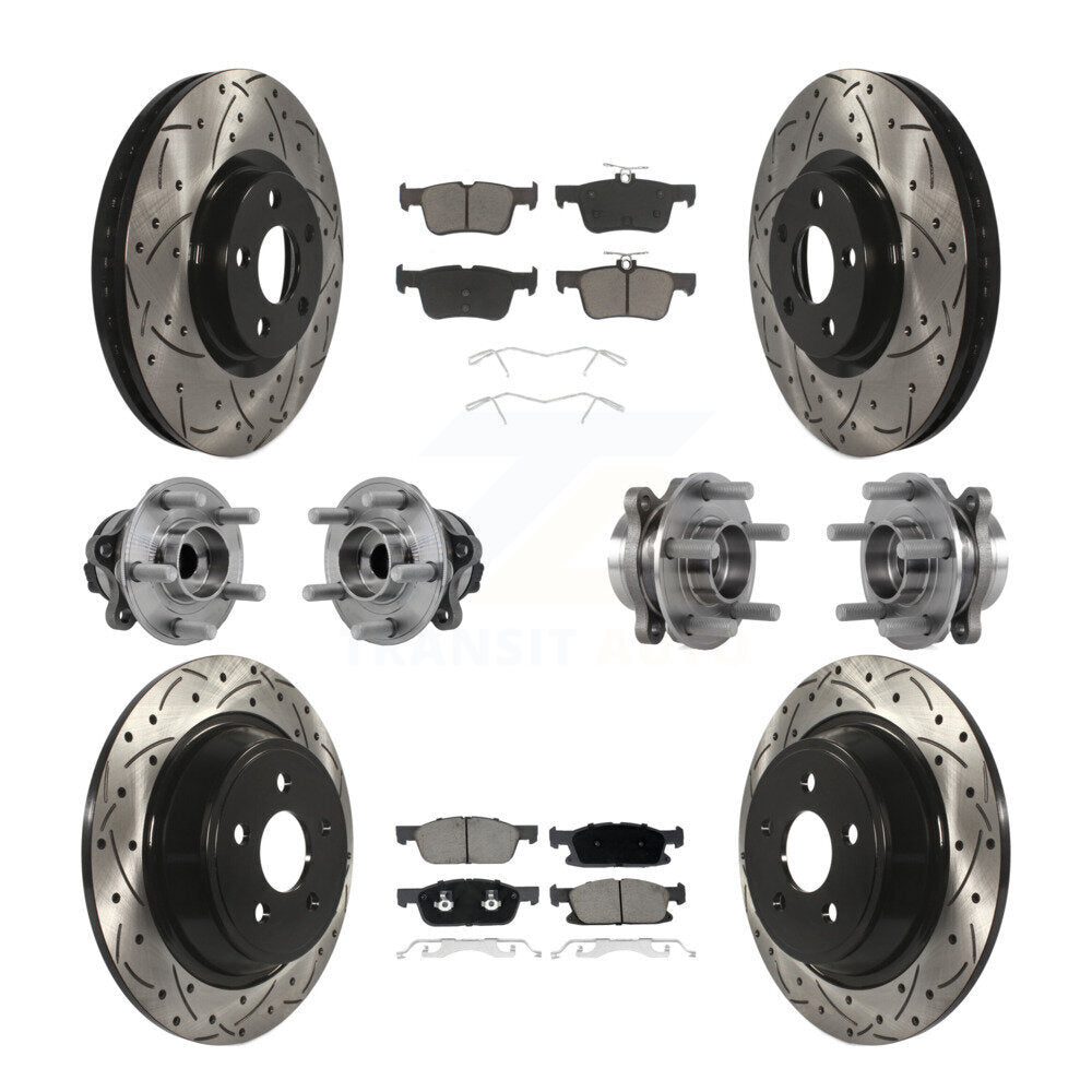 Kit de plaquettes de Rotor de frein revêtues de roulement de moyeu avant et arrière (10 pièces) pour Lincoln Continenta