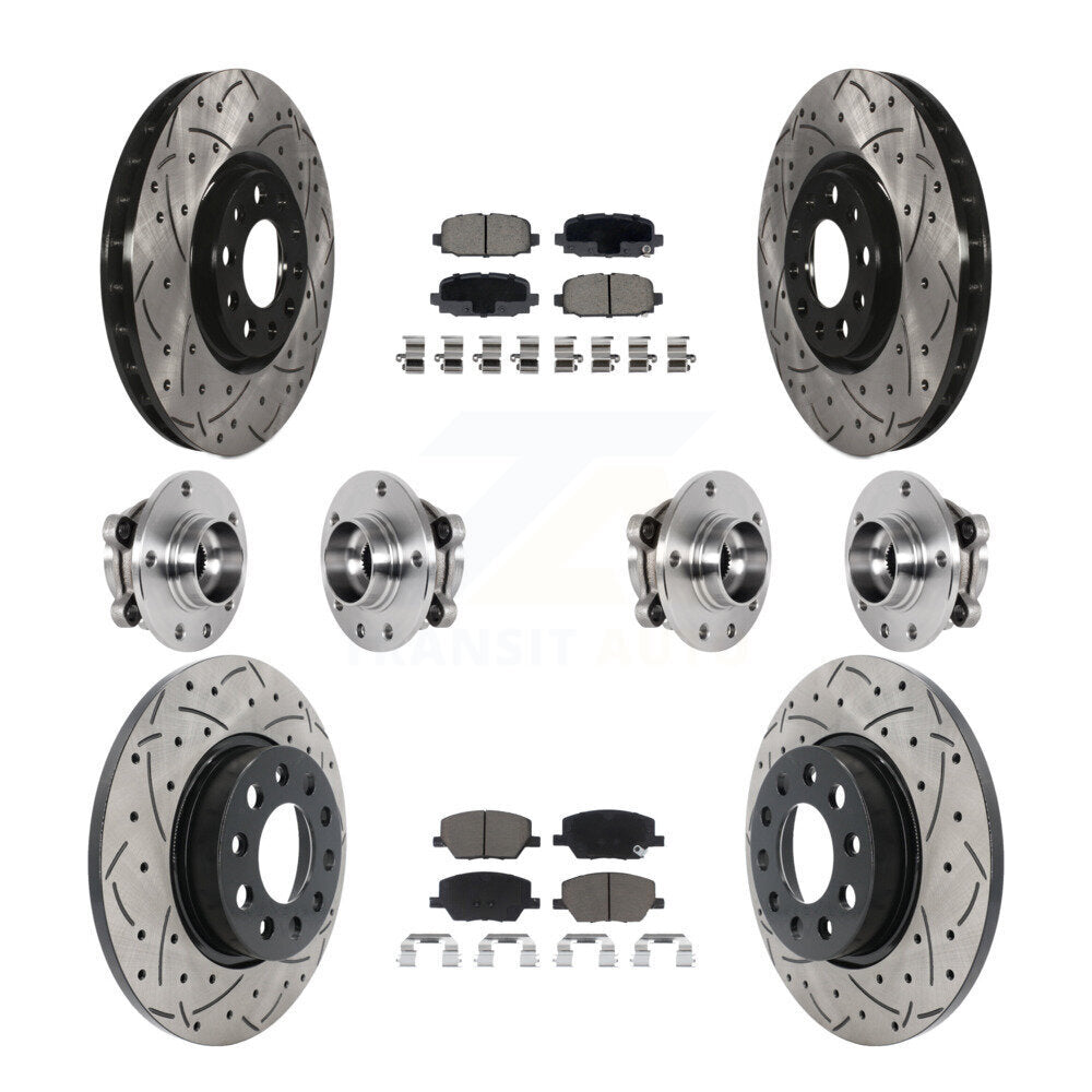Kit de rotors et plaquettes de frein revêtus de roulement de moyeu avant et arrière (10 pièces) pour Jeep Compass AW