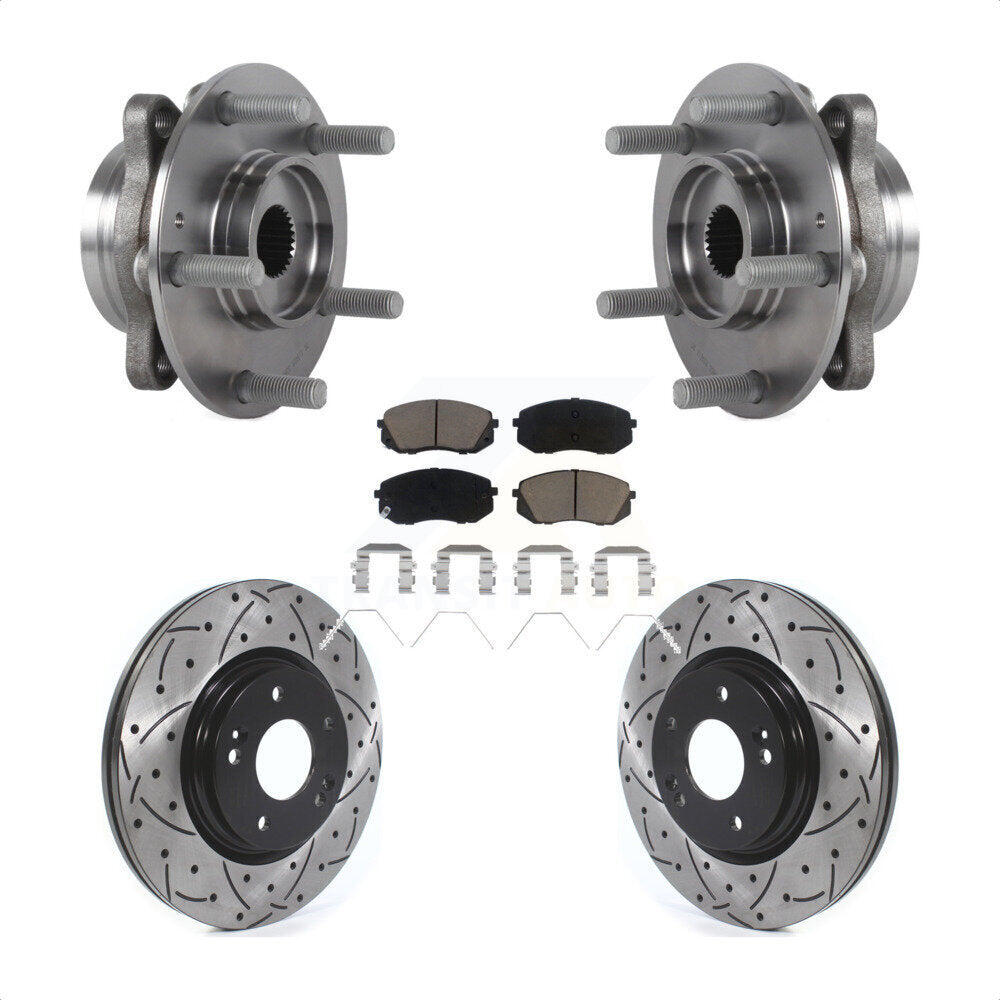 Kit de plaquettes de Rotor de frein, roulement de moyeu avant, fente percée, pour Kia Hyundai Forte Elantr