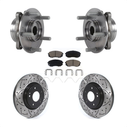 Kit de plaquettes de Rotor de frein, roulement de moyeu avant, fente percée, pour Kia Hyundai Forte Elantr
