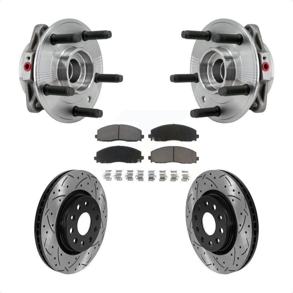 Kit de Rotor et de plaquettes de frein à fente percée, roulement de moyeu avant pour Jeep Wrangler Gladiato