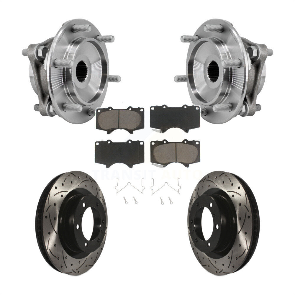 Kit de plaquettes de Rotor de frein, roulement de moyeu avant, fente de perçage, pour Toyota 4Runner Lexus GX46