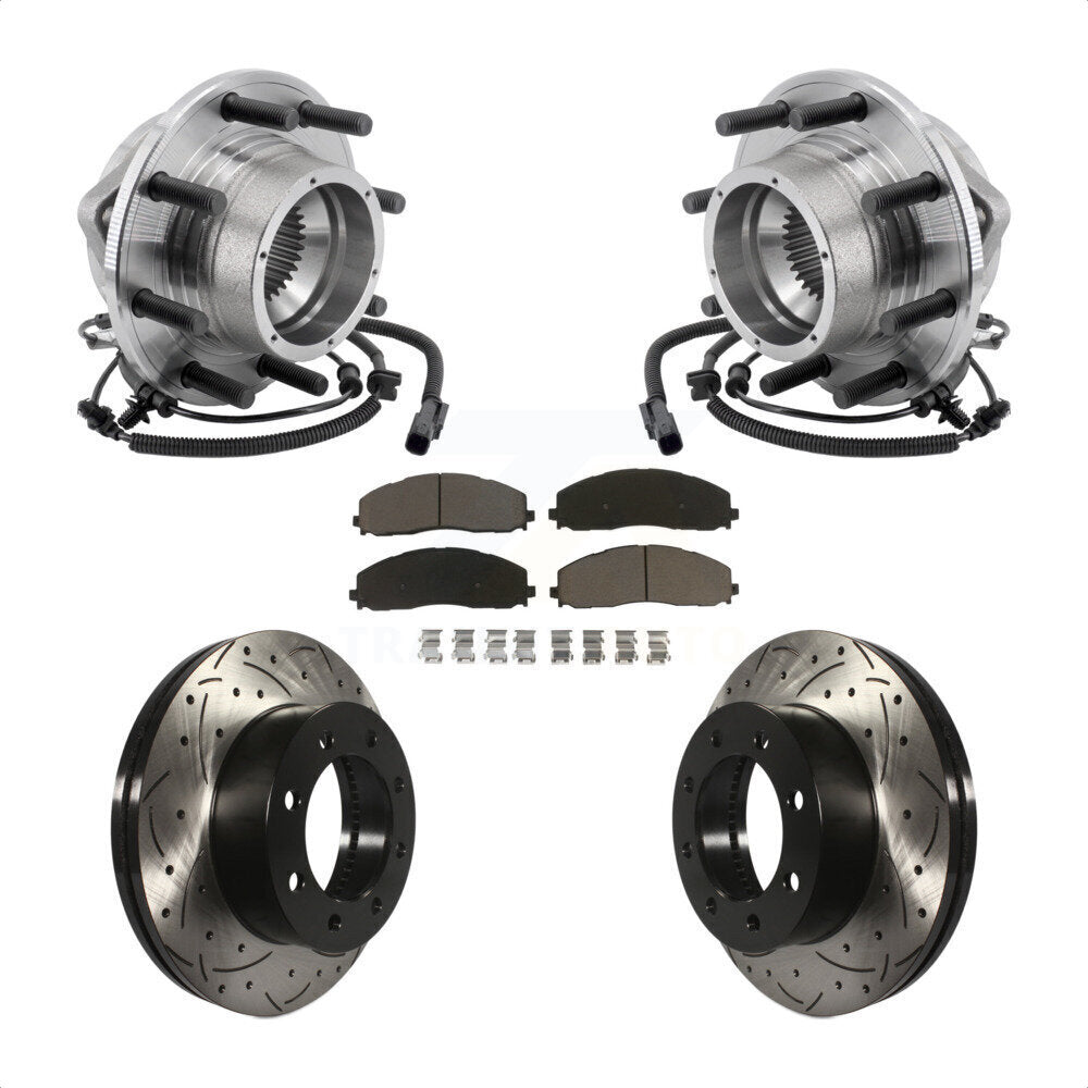 Kit de plaquettes de Rotor de frein, roulement de moyeu avant, fente percée, pour Ford F-350 Super Duty 4W