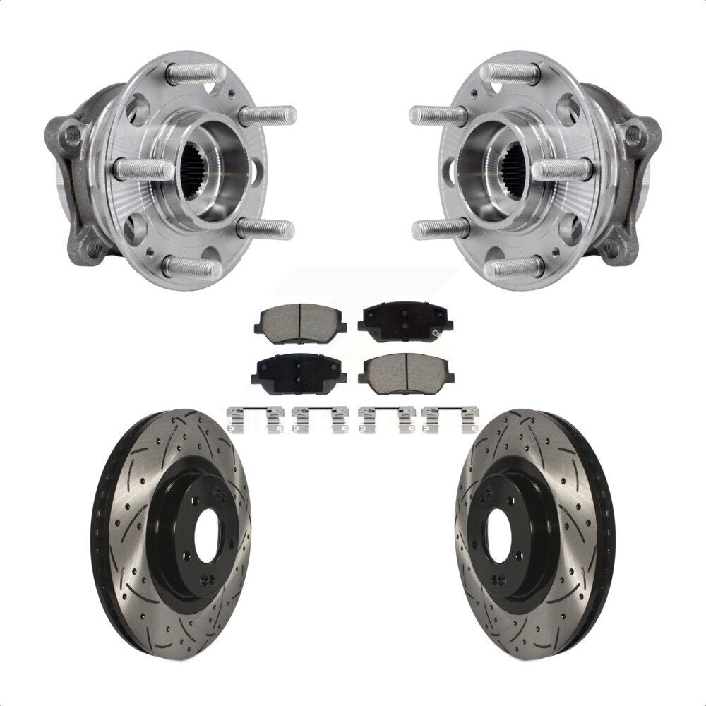 Kit de plaquettes de Rotor de frein, roulement de moyeu avant, fente de perçage, pour Hyundai Santa F 2019 – 2020