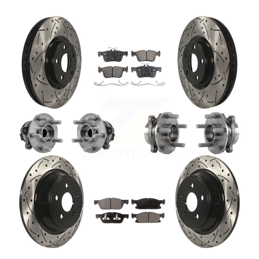 Kit de plaquettes de rotor de frein revêtues de roulement de moyeu avant et arrière (10 pièces) pour Ford Edge FW 15-18