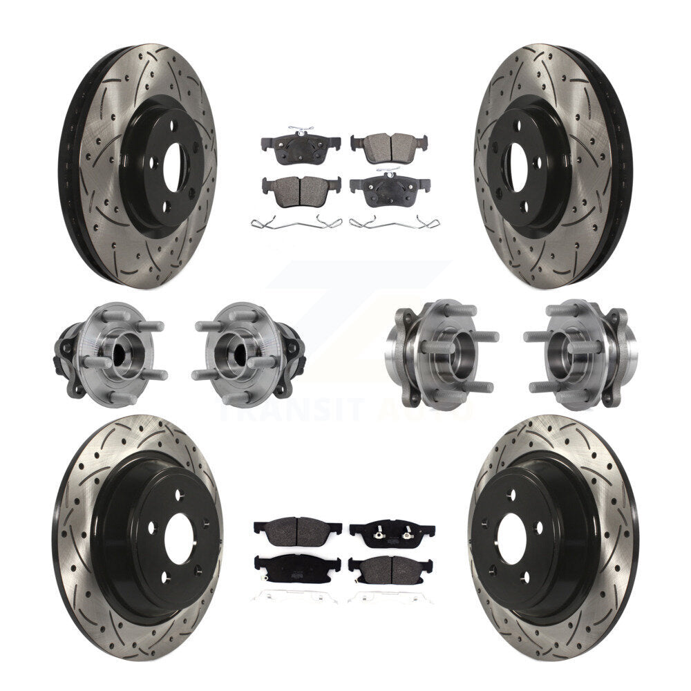 Kit de plaquettes de Rotor de frein revêtues de roulement de moyeu avant et arrière (10 pièces) pour Lincoln Continenta