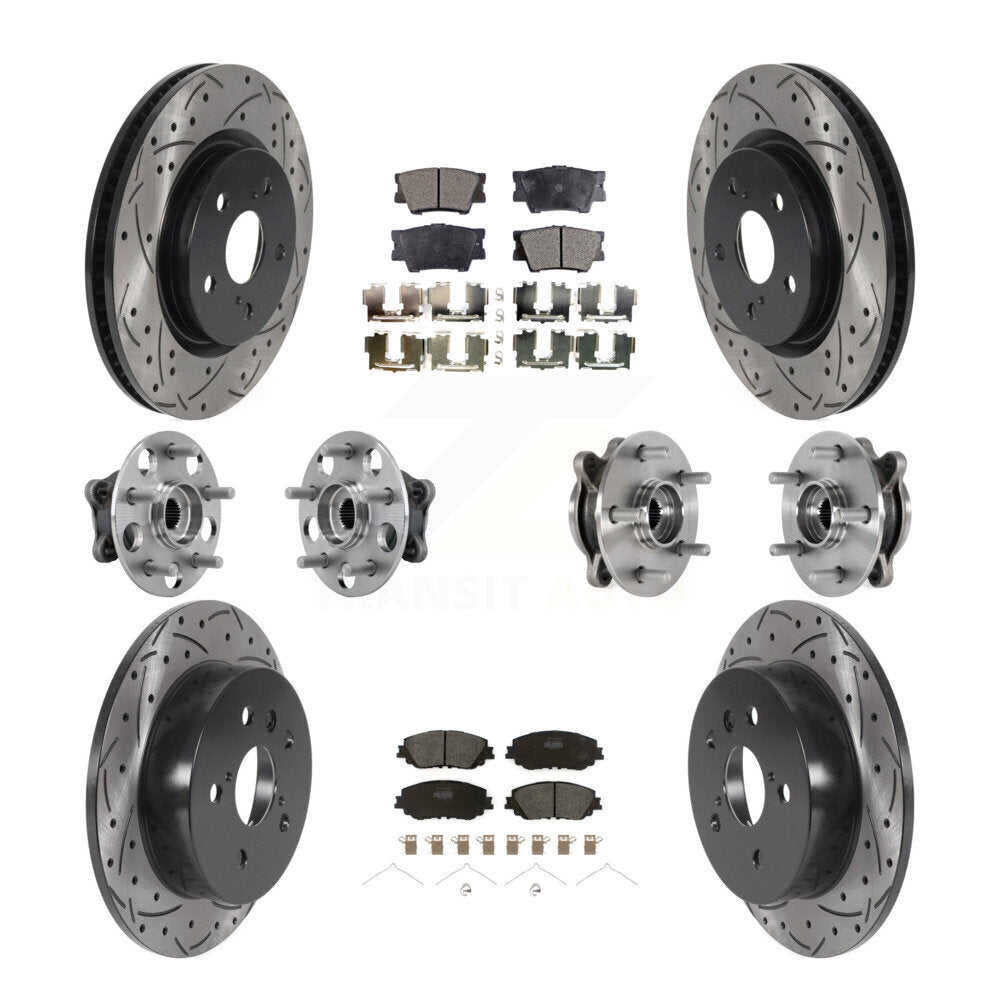 Kit de rotor et de plaquettes de frein à disque revêtus de roulement de moyeu avant et arrière (10 pièces) pour Toyota Camr