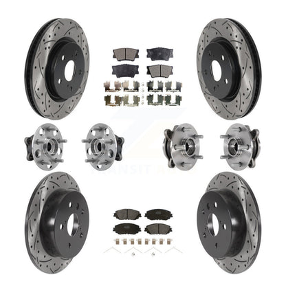 Kit de rotor et de plaquettes de frein à disque revêtus de roulement de moyeu avant et arrière (10 pièces) pour Toyota Camr