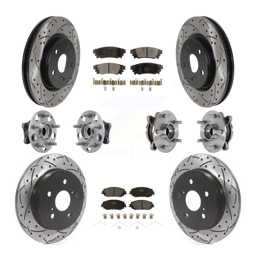 Kit de plaquettes de rotor de frein enduites de roulement de moyeu avant et arrière (10 pièces) pour Toyota Camry Lexu