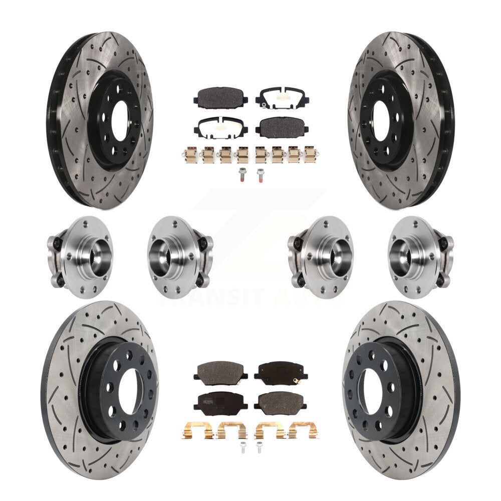 Kit de rotors et plaquettes de frein revêtus de roulement de moyeu avant et arrière (10 pièces) pour Jeep Compass AW